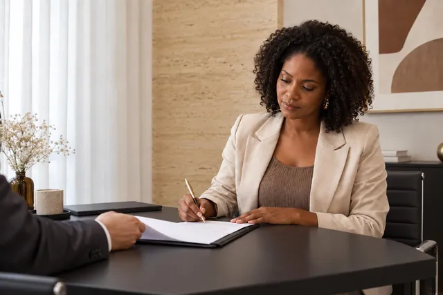 Cliente recebendo orientação de advogado de divórcio em Indaiatuba durante atendimento profissional